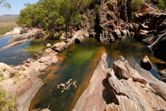 Top of Gunlom Falls in the Gunlom Rock pools swimming Credits Adventure  Tours