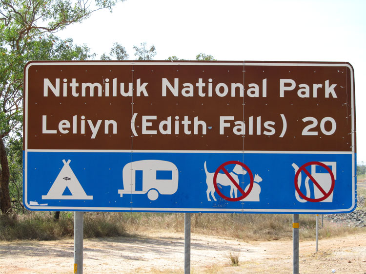 Edith Falls and Nitmiluk katherine gorge australia road sign RSpeld-750