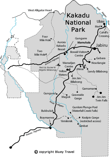 Map Ubirr rock - Noulangie rock and Nanguluwurr Art Site near Nourlangie in Kakadu National Park Australia (Credits Parks Australia)